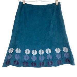 Boden 6R corduroy skirt a line fine whale w detail at hem